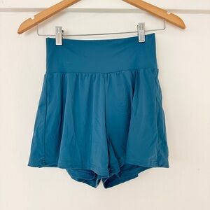 Women's Blue High-Waisted Athletic Shorts